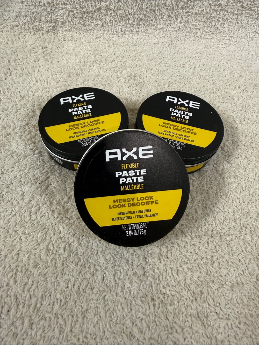 AXE Flexible Paste Messy Look Hair Styling Paste 3 Pack 2.64 oz Each